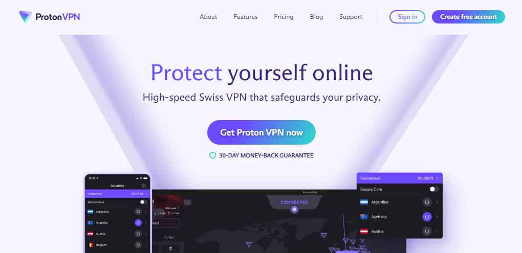 ProtonVPN - free vpn for dark web